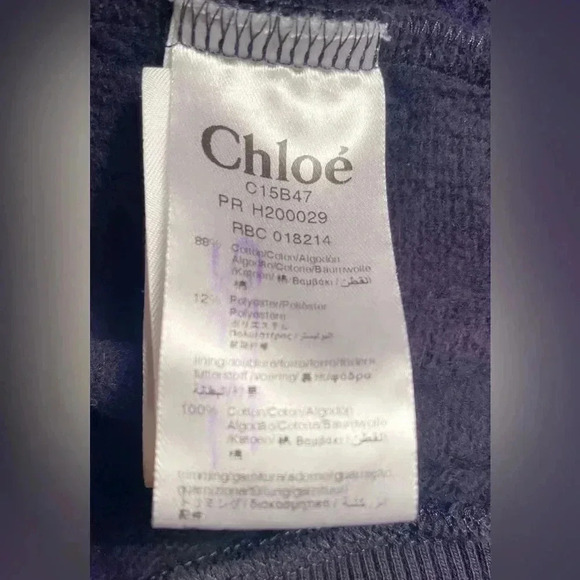 Authentic Chloe girls designer full zip navy pink stripes long  sleeve hoodie 5 - Picture 6 of 6